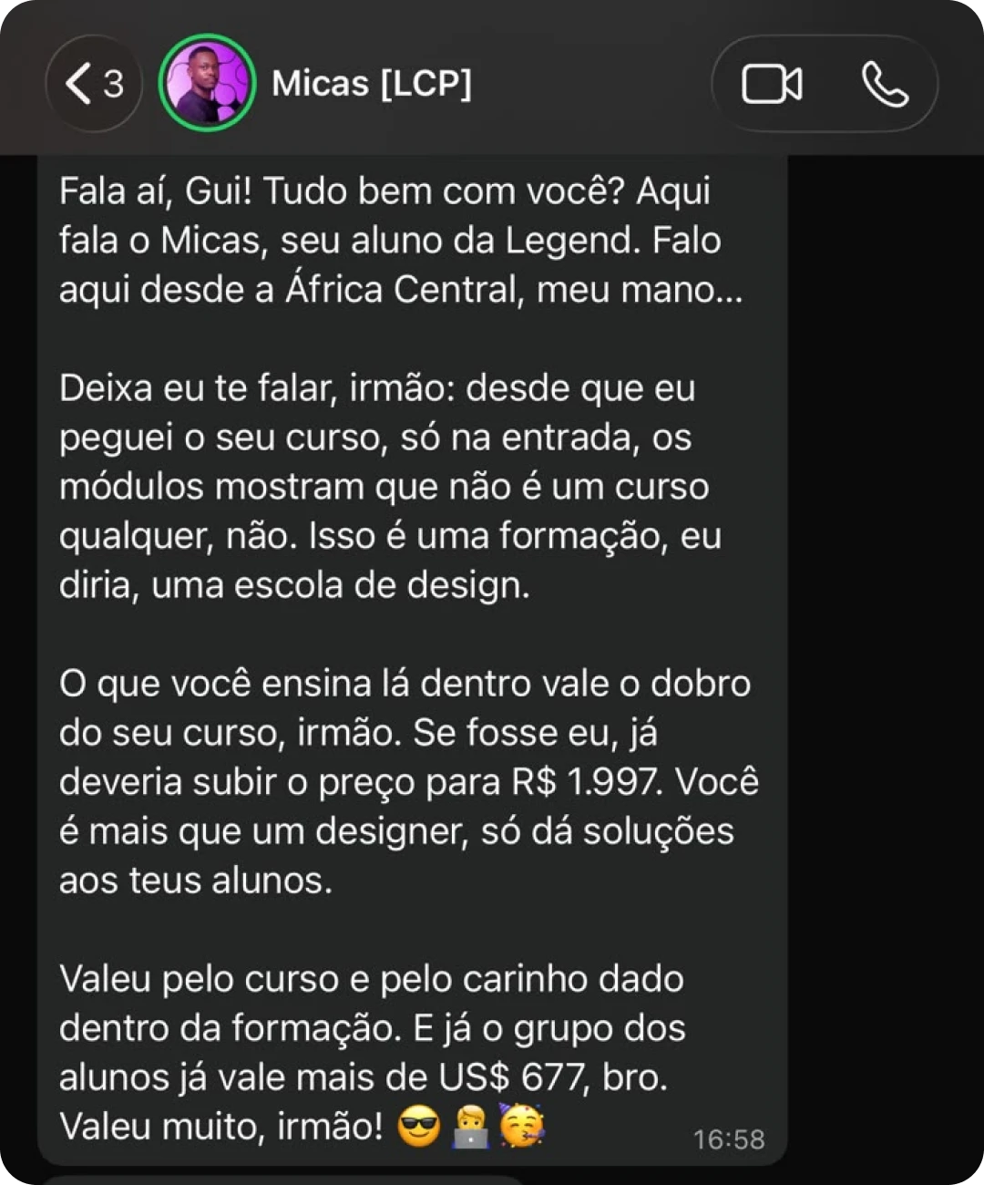 Feedback de aluno 3